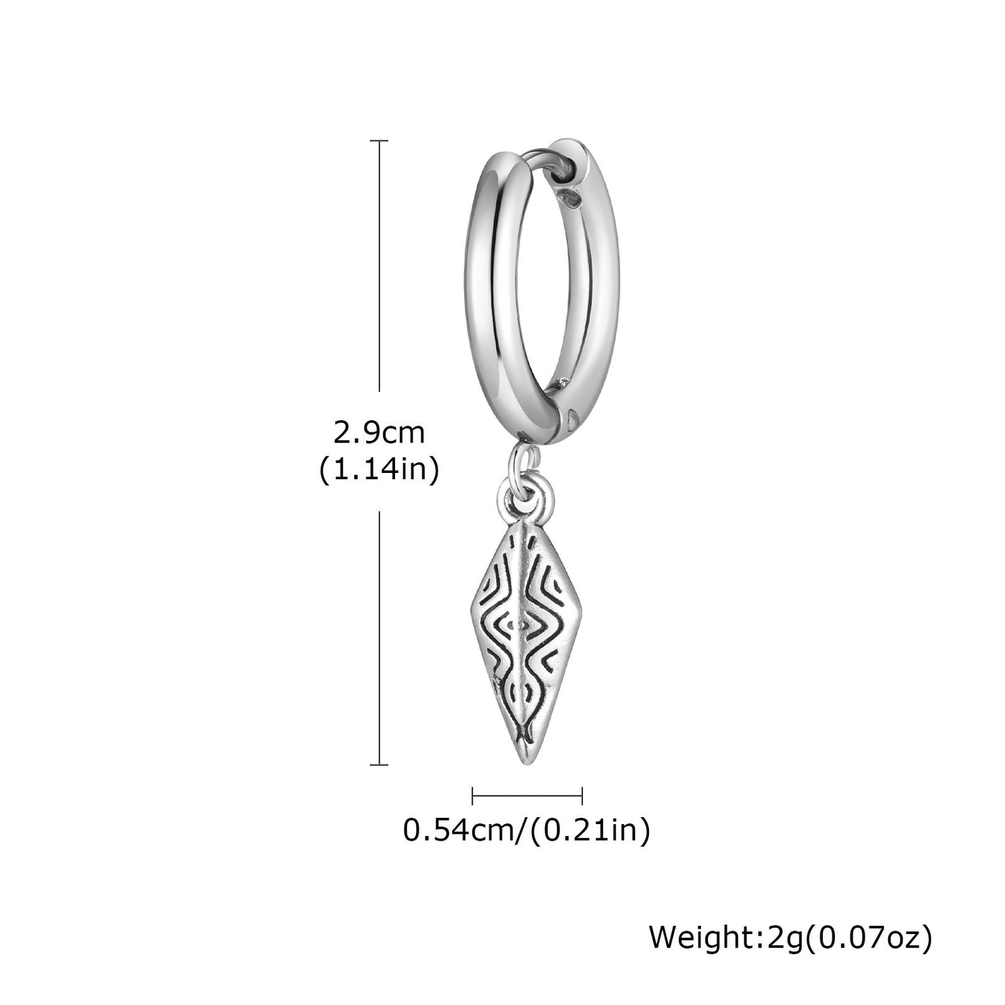 Kemstone Stainless Steel Earrings – Men’s Silver Punk Dangle ED747