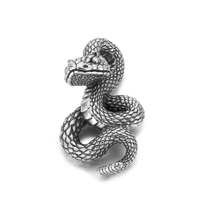 Colgante de serpiente gótica oscura Kemstone - Collar punk de acero inoxidable negro mate forjado a mano para hombre KP130519-TGX