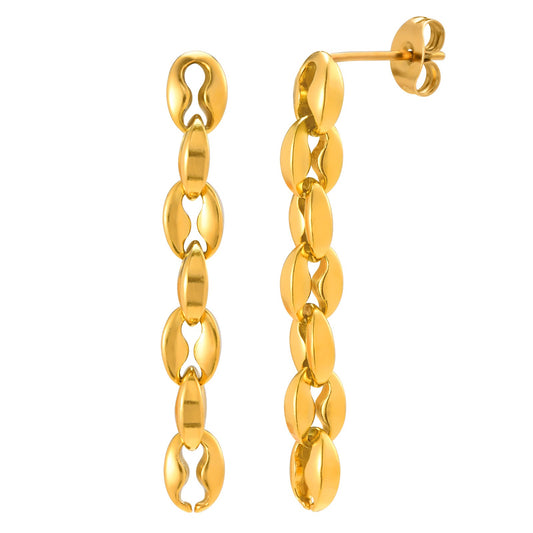 Golden Stainless Steel Tassel Earrings – Elegant Statement Jewelry for Women ED778