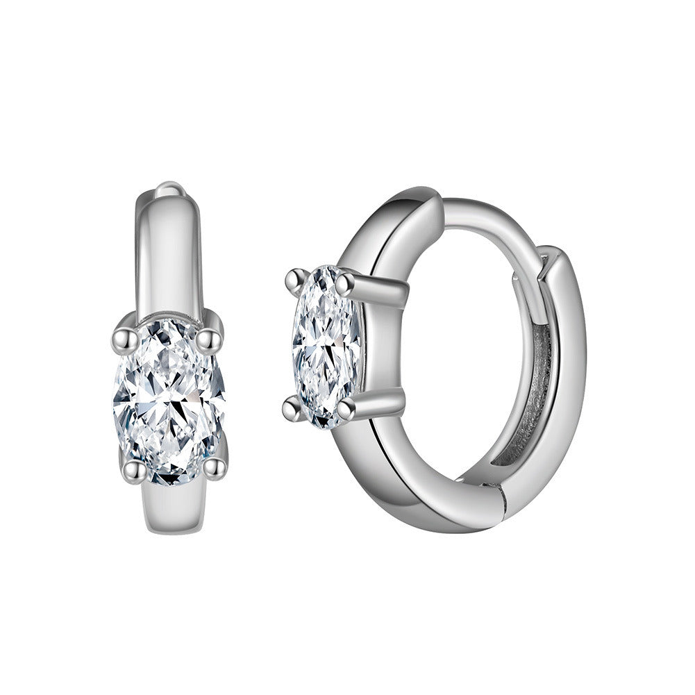 Geometric Hoop Huggie Earrings – 925 Sterling Silver Gold-Plated Micro Pave CZ, Handcrafted Dainty Lightweight Jewelry for Women A4-LZE23
