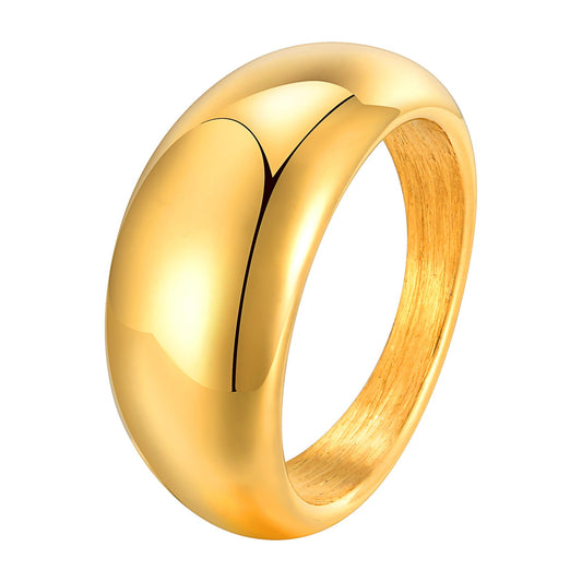 Anillo geométrico elegante de acero inoxidable dorado para mujer: joyería minimalista moderna para un look glamuroso diario RC-719