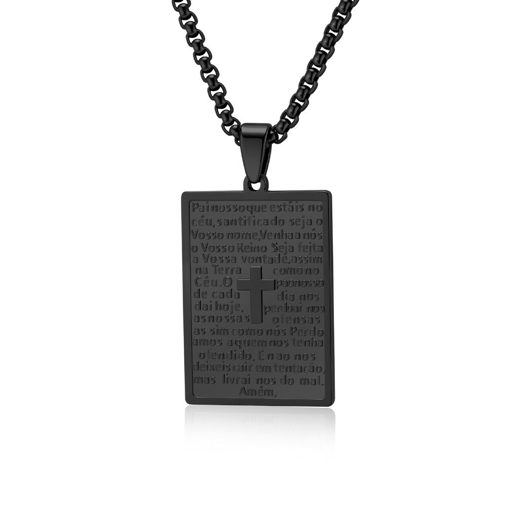 Kemstone Stainless Steel Engraved Cross Pendant Necklace for Men K-PT623