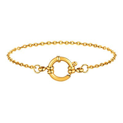 Elegant Stainless Steel Square Chain Bracelet with Bubble Clasp – Minimalist Gold Jewelry for Women BR-2167