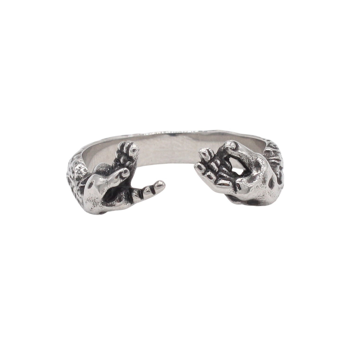 Kemstone Titanium Steel Vintage Handshake Ring for Men R1961