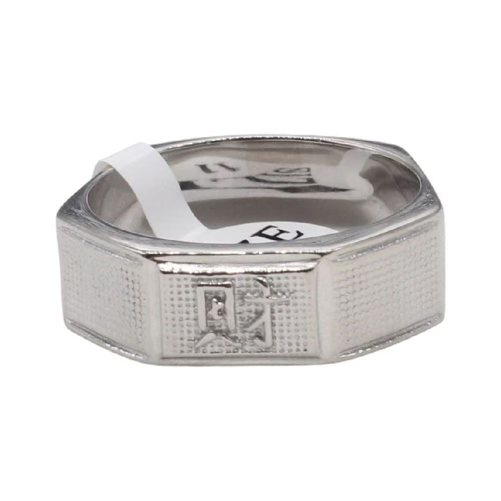 Kemstone Stainless Steel Engraved Symbol Signet Ring for Men Square Face R7026