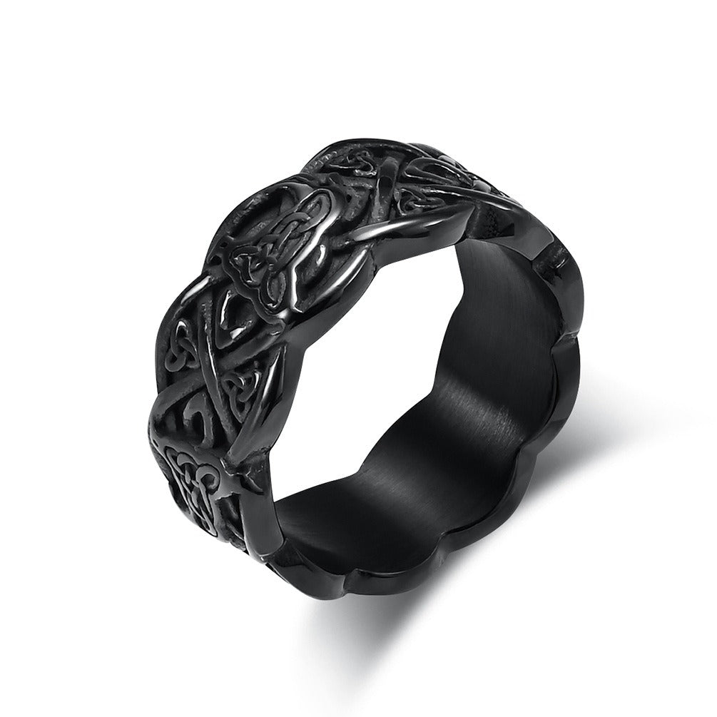 Kemstone Celtic Knot Wolf Ring for Men Stainless Steel Vintage Engraved K-R690