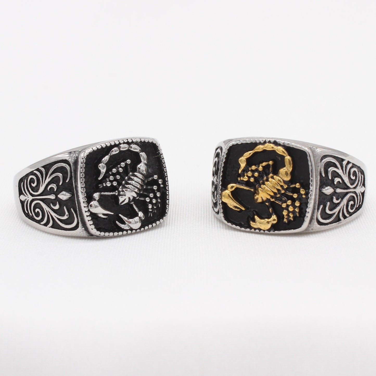 Kemstone Titanium Steel Gothic Scorpion Signet Ring for Men Vintage Design R1717