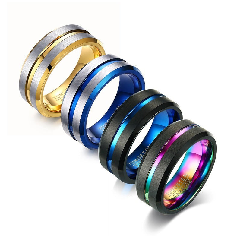 Kemstone 8mm Rugged Tungsten Steel Bottle Opener Ring - Durable Men's Fashion Accessory for Casual & Gifting TCR-039