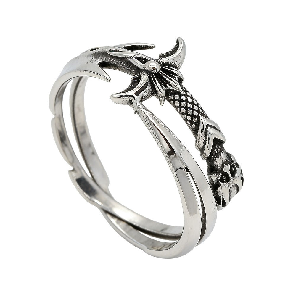 Kemstone Sword Ring for Men Titanium Steel Blade Wrap Vintage Open Style R1874