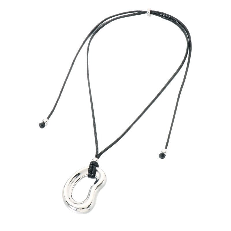 Kemstone Titanium Steel Cord Pendant Necklace for Men Oval Minimal Design KN302489-GC