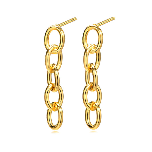 Orecchini pendenti in acciaio al titanio Kemstone - Design minimalista dorato, pendenti geometrici leggeri per l'eleganza quotidiana ED-658