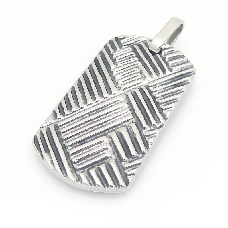 Kemston Stainless Steel Geometric Woven Pendant Necklace for Men KP118342-KJX