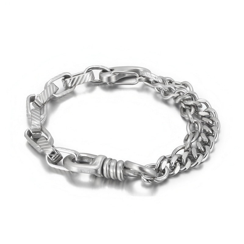 Kemstone Mixed Cuban Link Bracelet for Men Titanium Steel KB146302-KLHQ