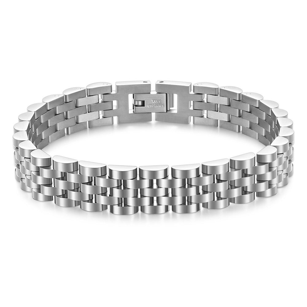 Kemstone Men’s Stainless Steel Watch Link Bracelet – 10mm Adjustable Chain Jewelry AD1633