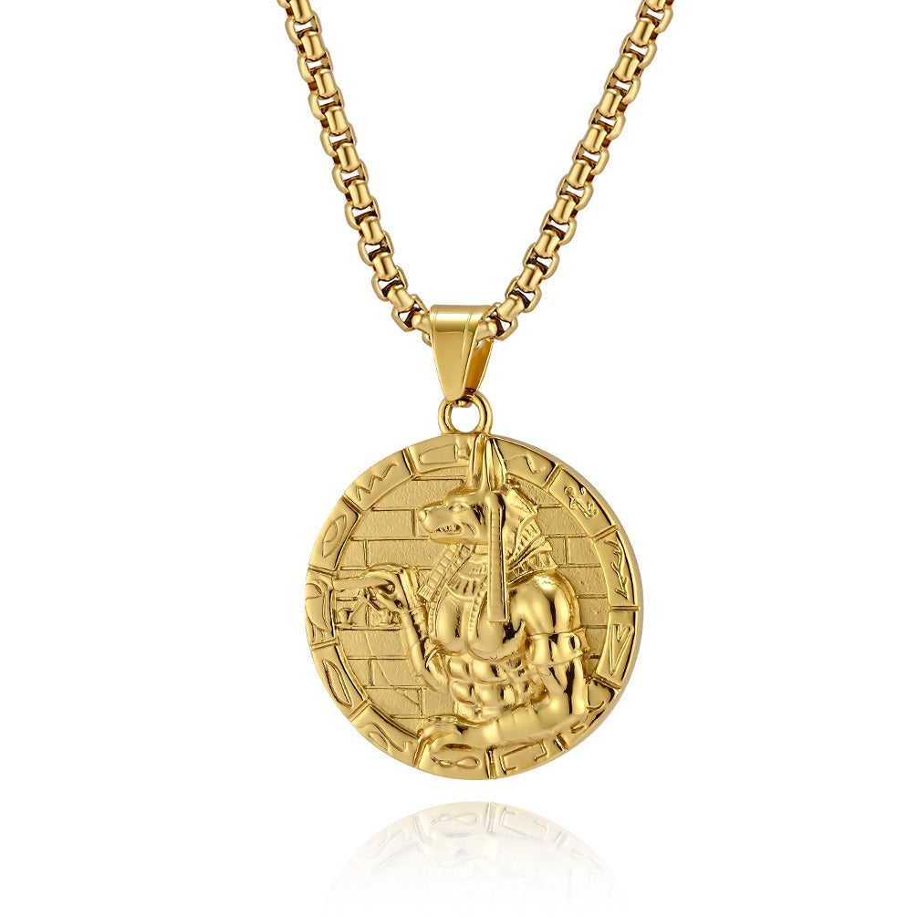 Kemstone Anubis Pendant Necklace for Men – Stainless Steel Egyptian Symbol K-PT575
