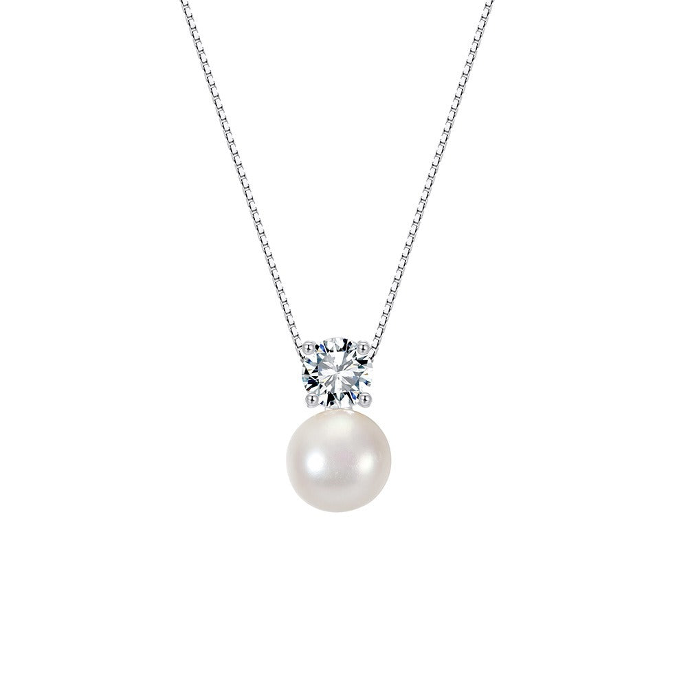 Kemstone Freshwater Pearl Pendant Necklace in 925 Sterling Silver, Gold Silver – GPN102