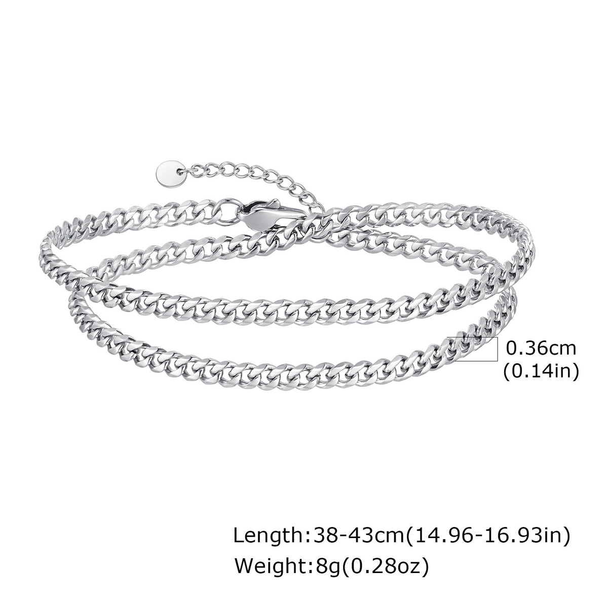 Kemstone Stainless Steel Double Wrap Curb Bracelet for Men BR-2095