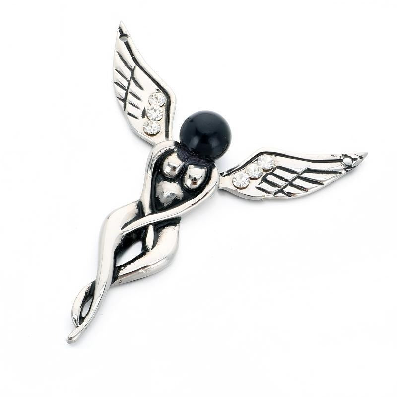 Kemstone Stainless Steel Dragonfly Winged Figure Pendant Necklace for Men Gothic K-PT668
