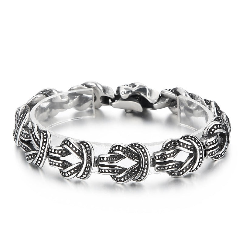 Pulsera punk Kemstone de acero y titanio negro mate - Diseño de puntos geométricos para hombre (ajustable) KB163101-KJX