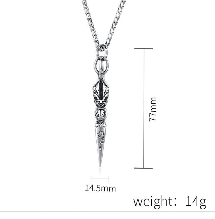 Kemstone Titanium Steel Spike Pendant Necklace for Men – Carved Vintage Style K-PT146