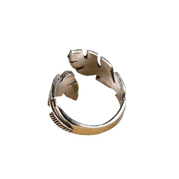 Kemstone Men’s Stainless Steel Feather Ring Adjustable Punk Style RC-293