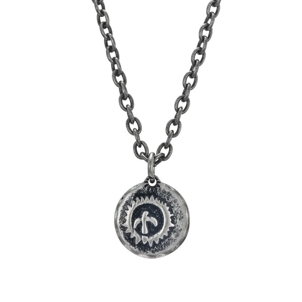 Kemstone Vintage Bird Coin Pendant Necklace for Men – Stainless Steel Medallion K-PT297