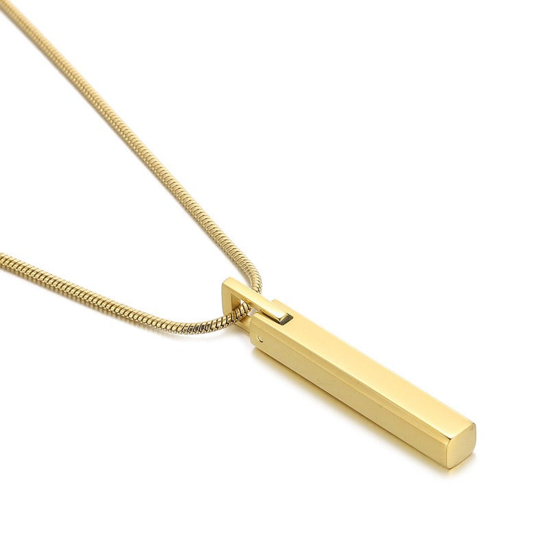 Kemstone Slim Rectangular Bar Pendant Necklace for Men Stainless Steel KP98934-KFC