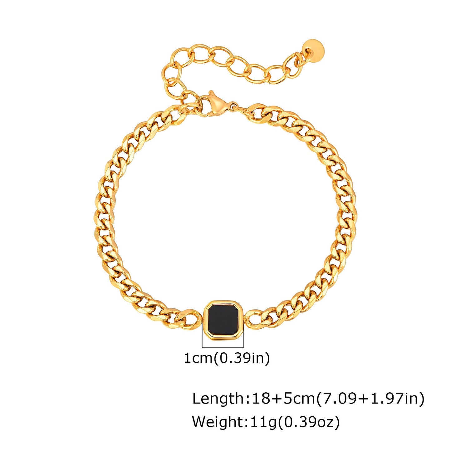 Kemstone Stainless Steel Acrylic Link Chain Bracelet for Men – Gold/Silver Finish BR-2662