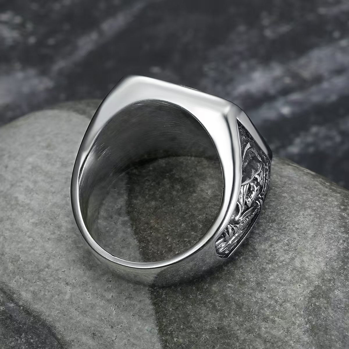 Kemstone Stainless Steel Hooded Skull Ring for Men TR0498