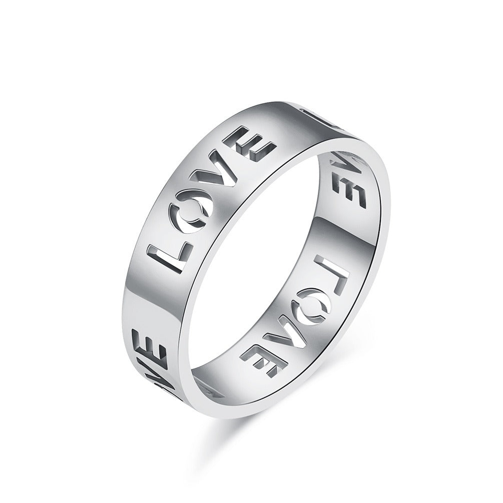 Kemstone Stainless Steel LOVE Cutout Ring for Men & Women K-R816