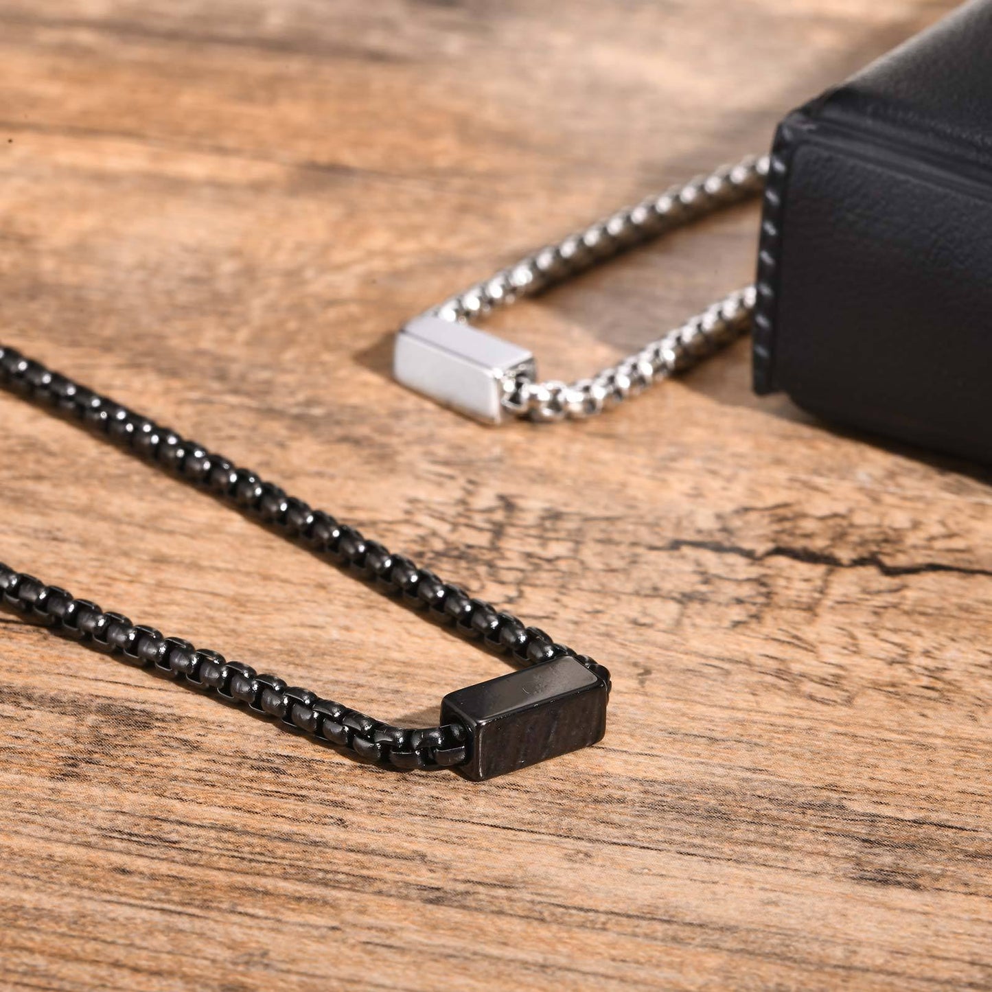 Kemstone Stainless Steel Square Bead Chain Bracelet for Men BR-2051