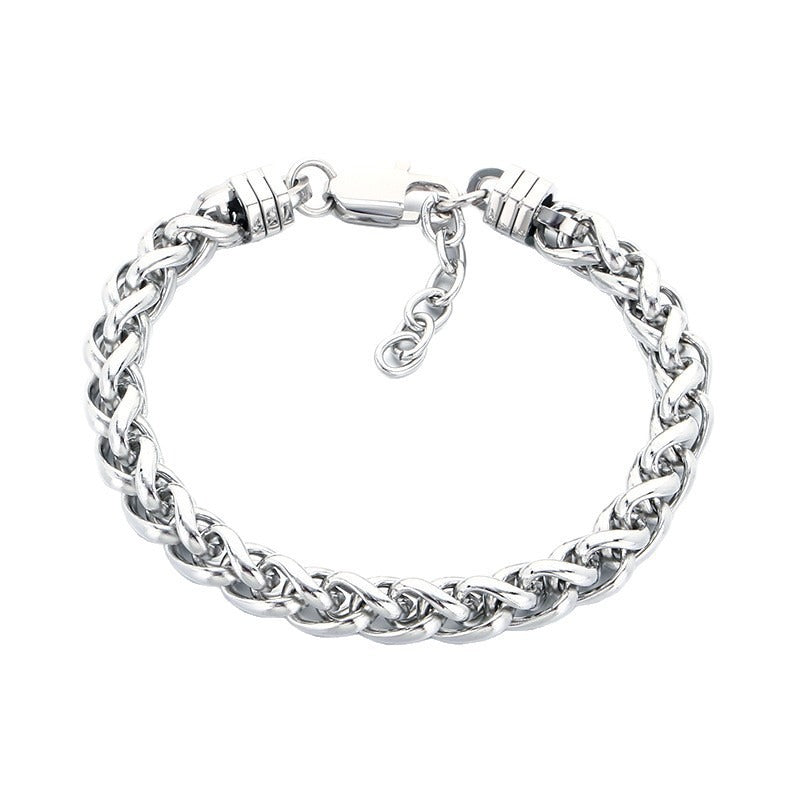 Kemstone Woven Chain Bracelet for Men Titanium Steel Adjustable 8MM KB214671-KFC