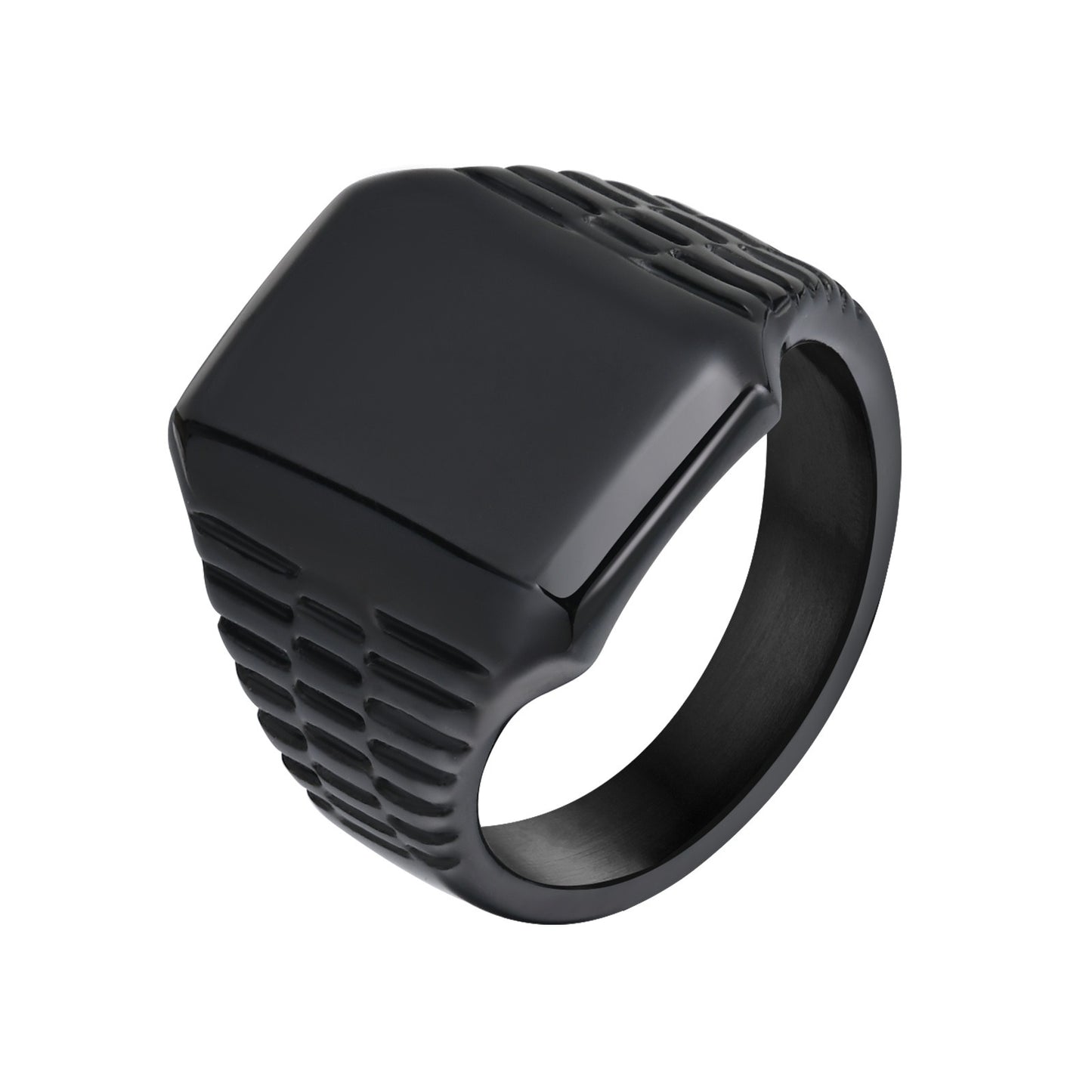 Kemstone Stainless Steel Square Signet Ring for Men – Matte Flat Top RC-595