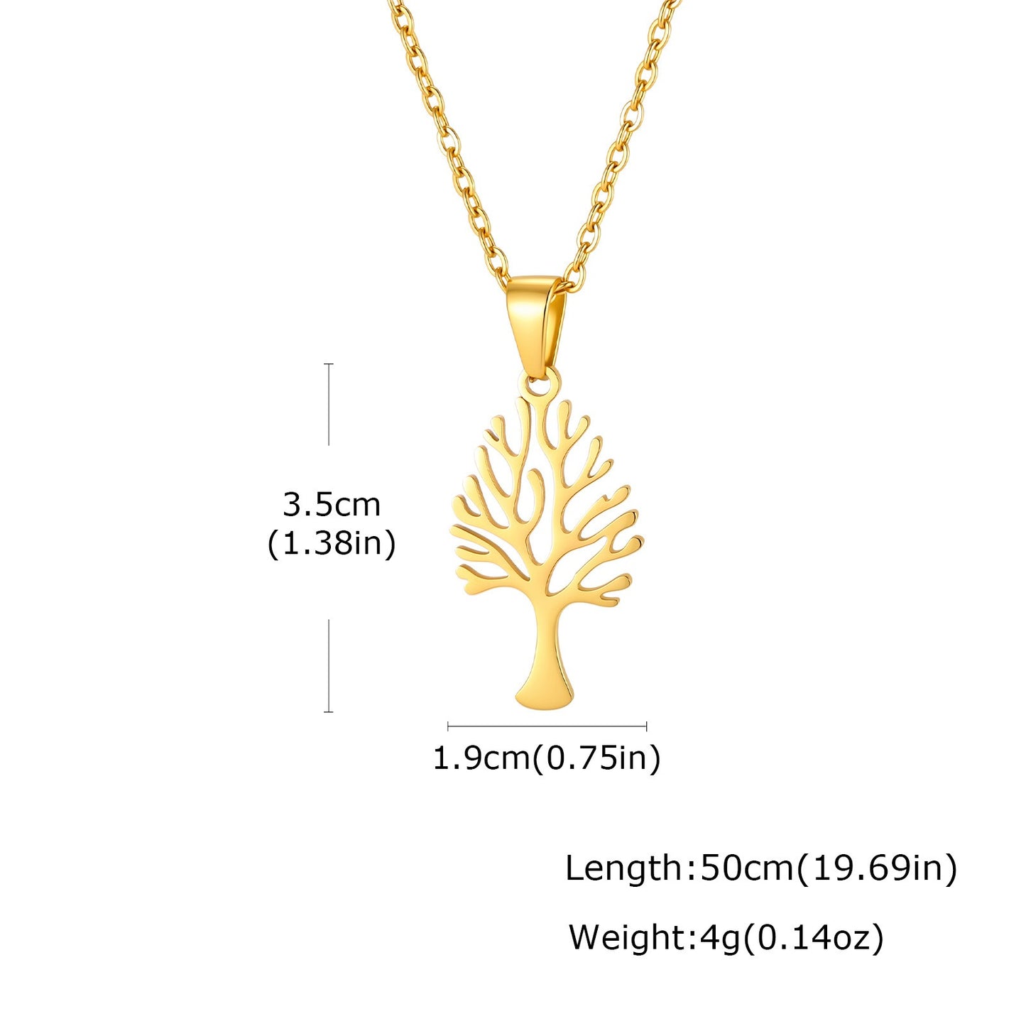 Kemston Stainless Steel Tree Of Life Pendant Necklace for Men Women Minimal Nature Design PN-2357
