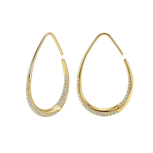 Kemstone Oval Hoop Moissanite Earrings for Women 925 Sterling Silver SMOE28