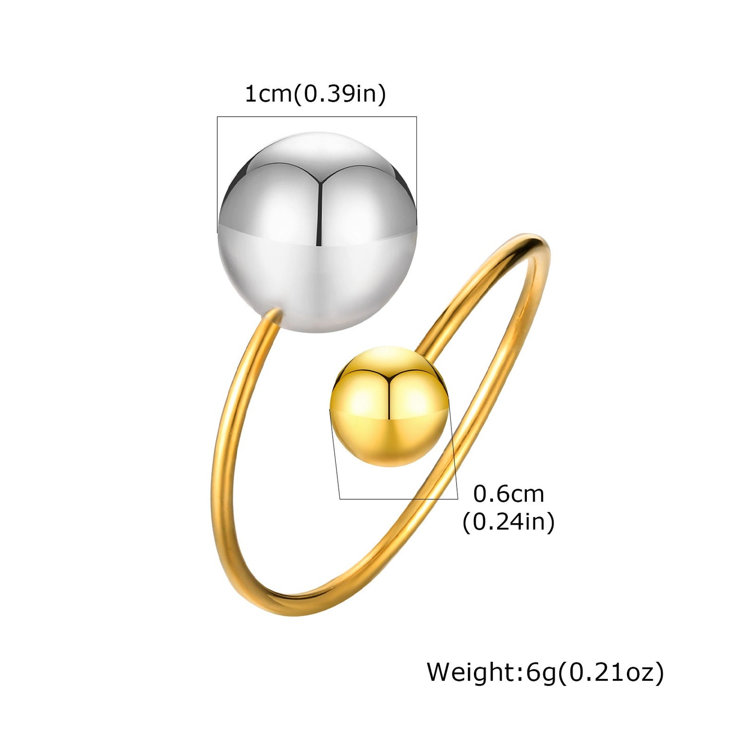 Elegante anillo ajustable de acero inoxidable con acabado dorado para mujer RC-536