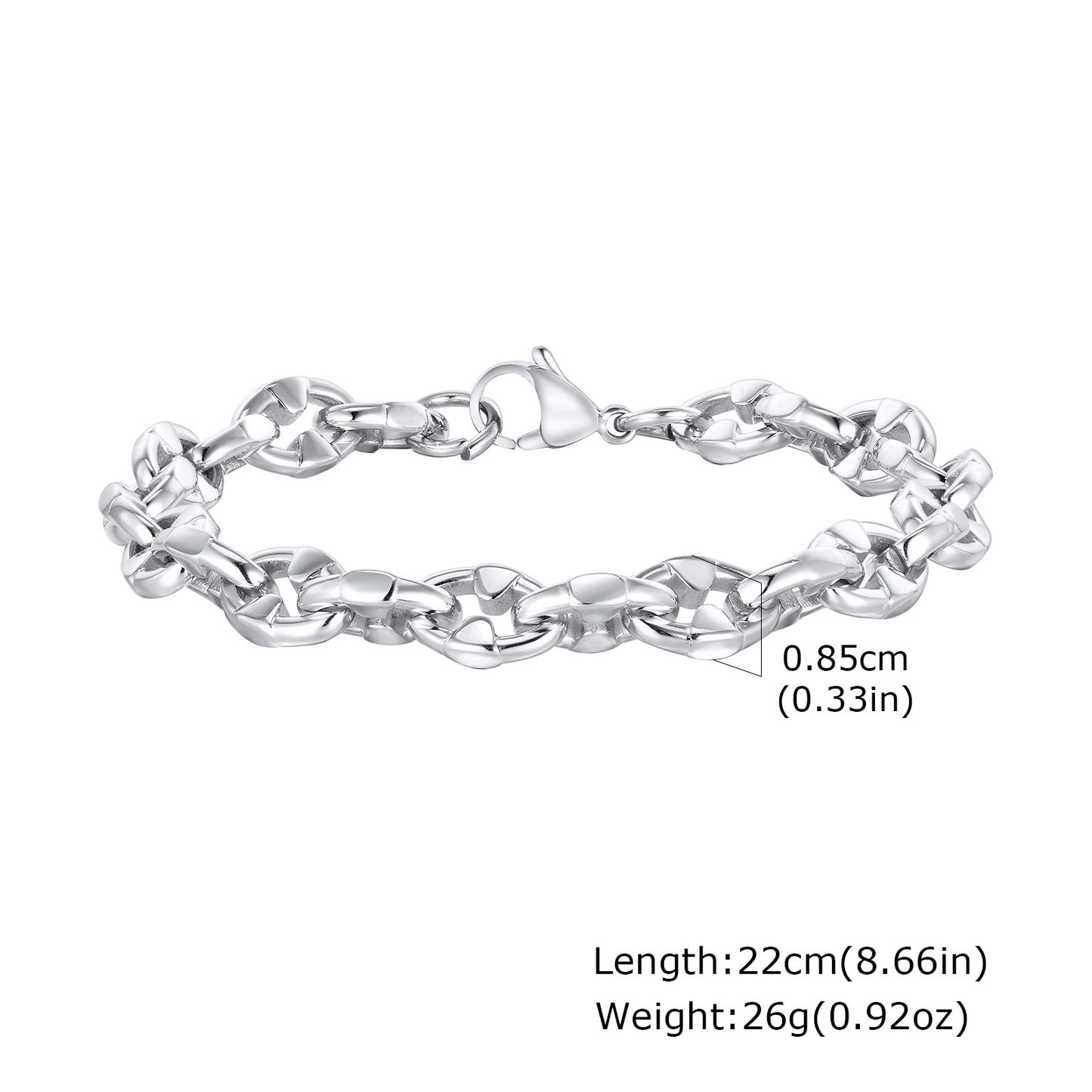 Kemstone Stainless Steel Men’s Bracelet – Chunky Handmade Chain BR-2153