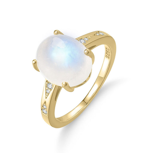 Celestial Glow – Natural Blue Moonstone Ring in Gold-Plated S925 Silver OL1966RGRM