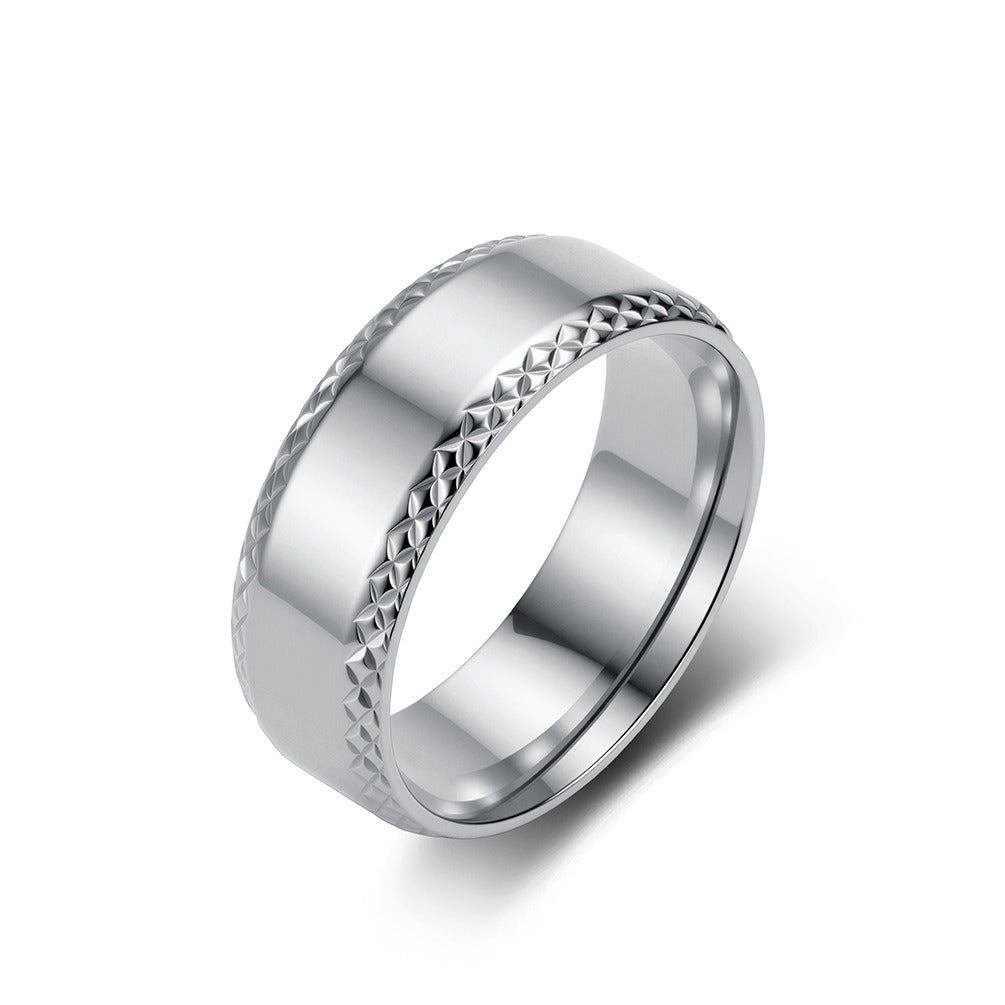 Kemstone Faceted Edge Ring for Men Stainless Steel Minimalist K-R1231