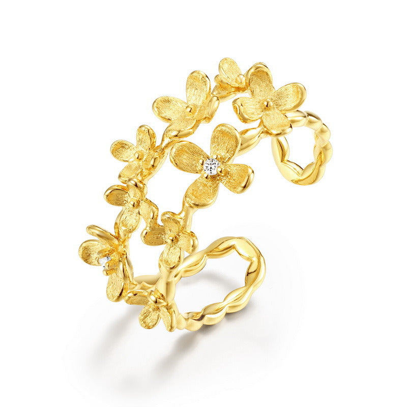 Kemstone Osmanthus Flower Earrings – 925 Silver 10K Gold Plated Vintage Floral Drop Hoop Jewelry for Women