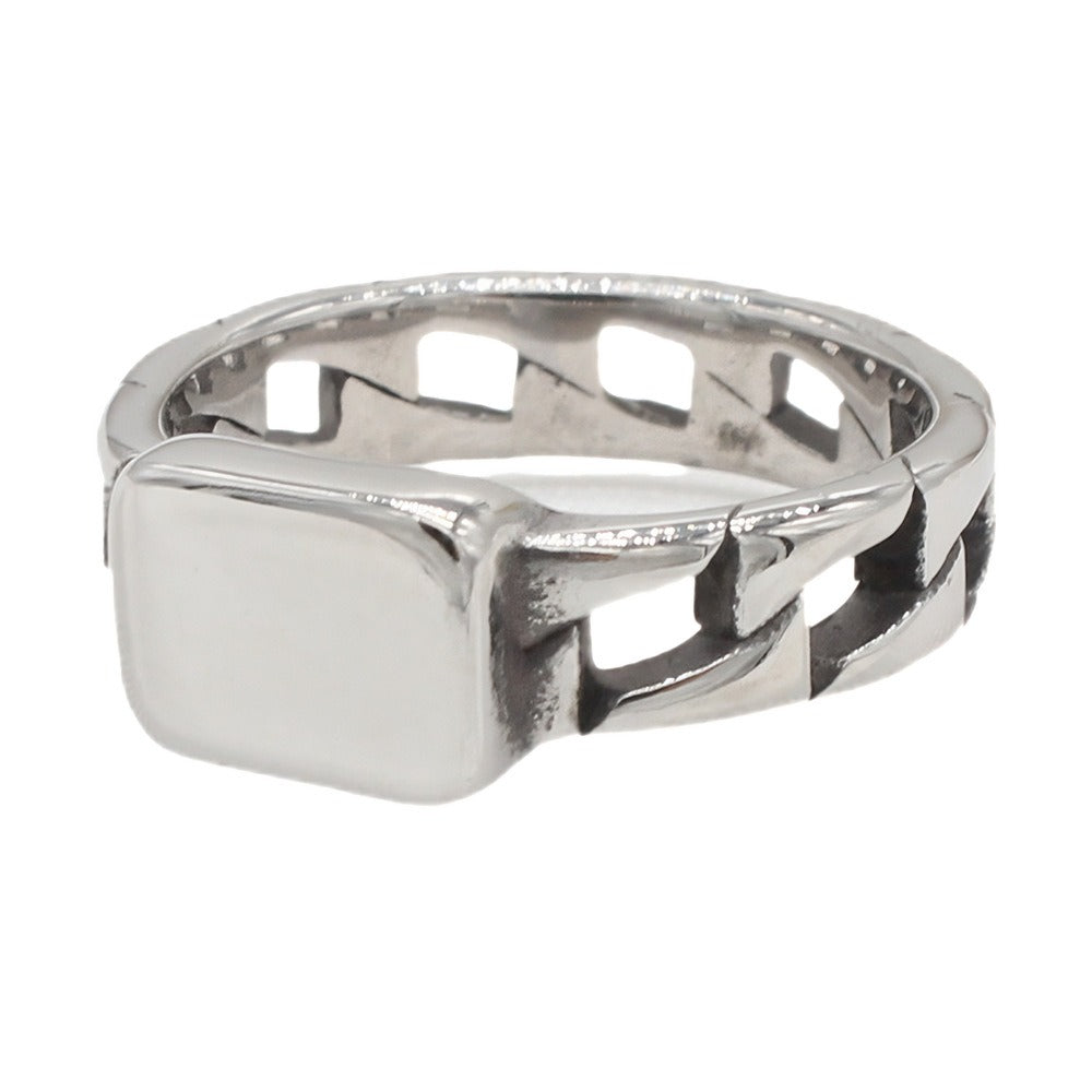 Kemstone Chain Link Signet Ring for Men Titanium Steel R1827