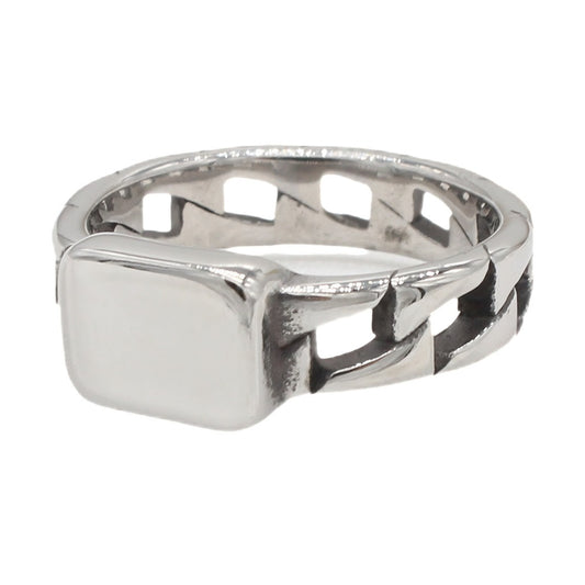 Kemstone Chain Link Signet Ring for Men Titanium Steel R1827