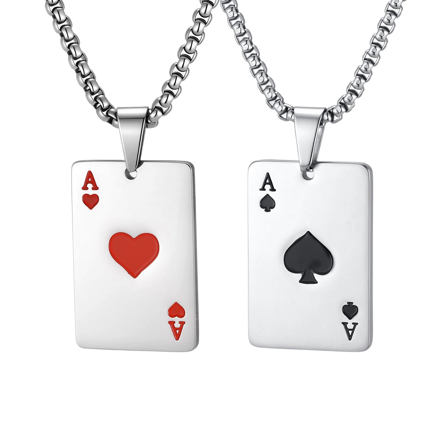 Kemstone Stainless Steel Ace of Spades Pendant Necklace for Men Playing Card PN-2400