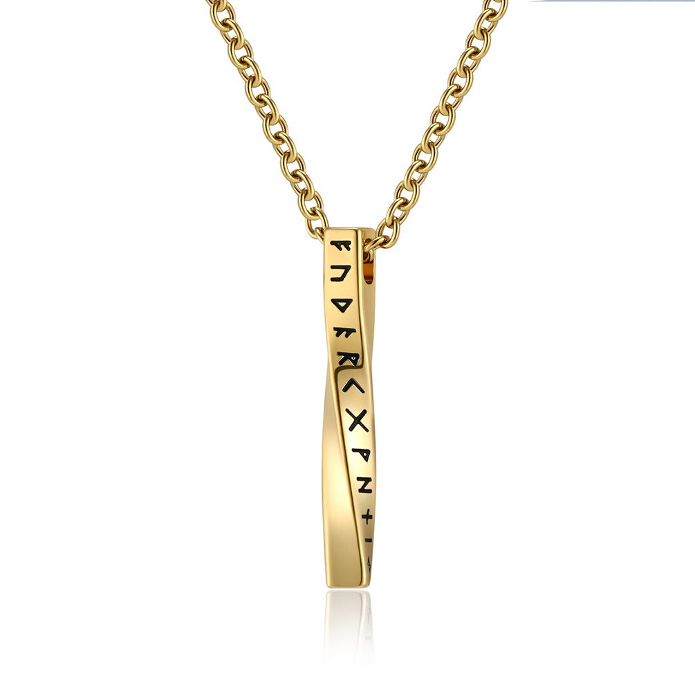 Kemston Viking Rune Necklace for Men Stainless Steel Nordic Möbius Twist Pendant K-PT567