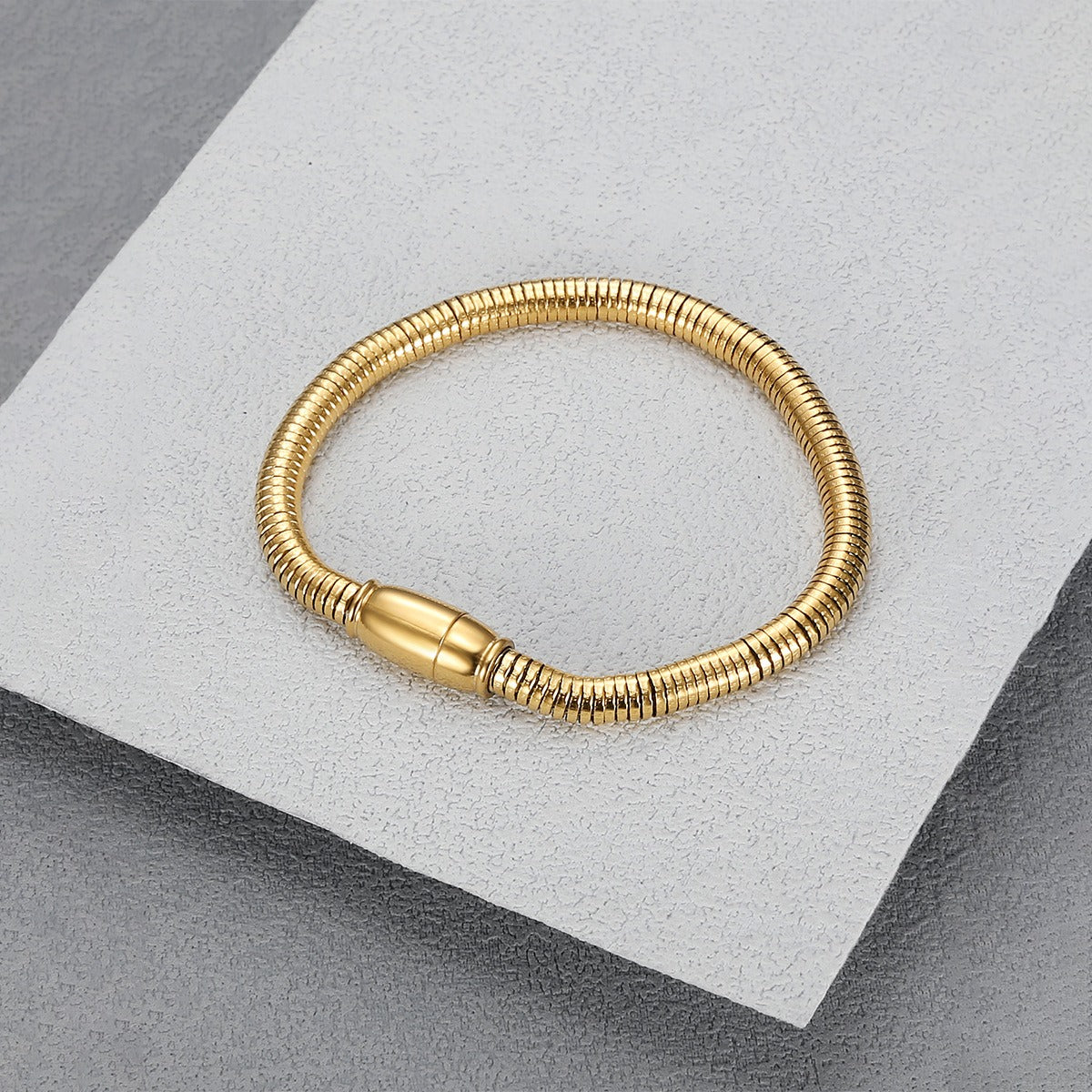 Kemstone Minimalist Gold Stainless Steel Bracelet – Magnetic Clasp for Women TB0086