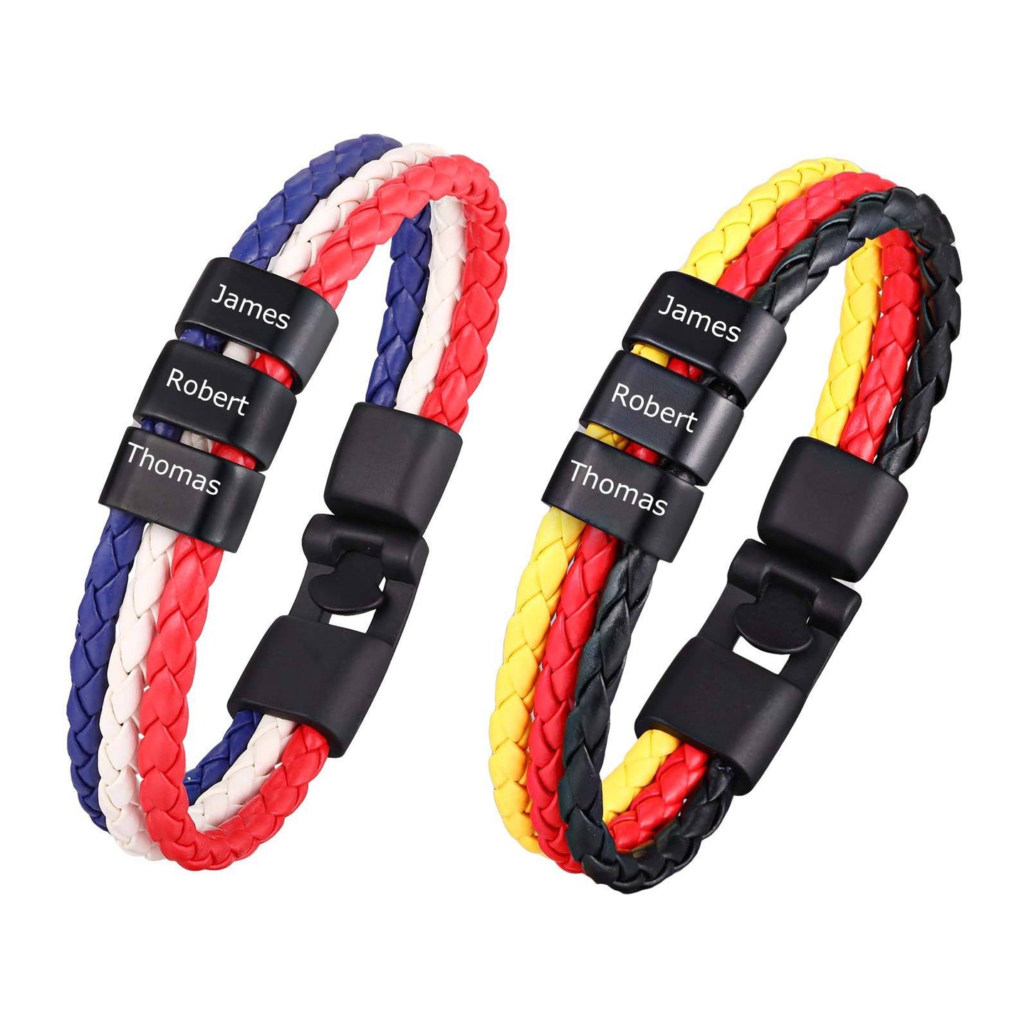 Kemstone Triple Layer Braided Leather Bracelet – Multicolor for Men BL-827