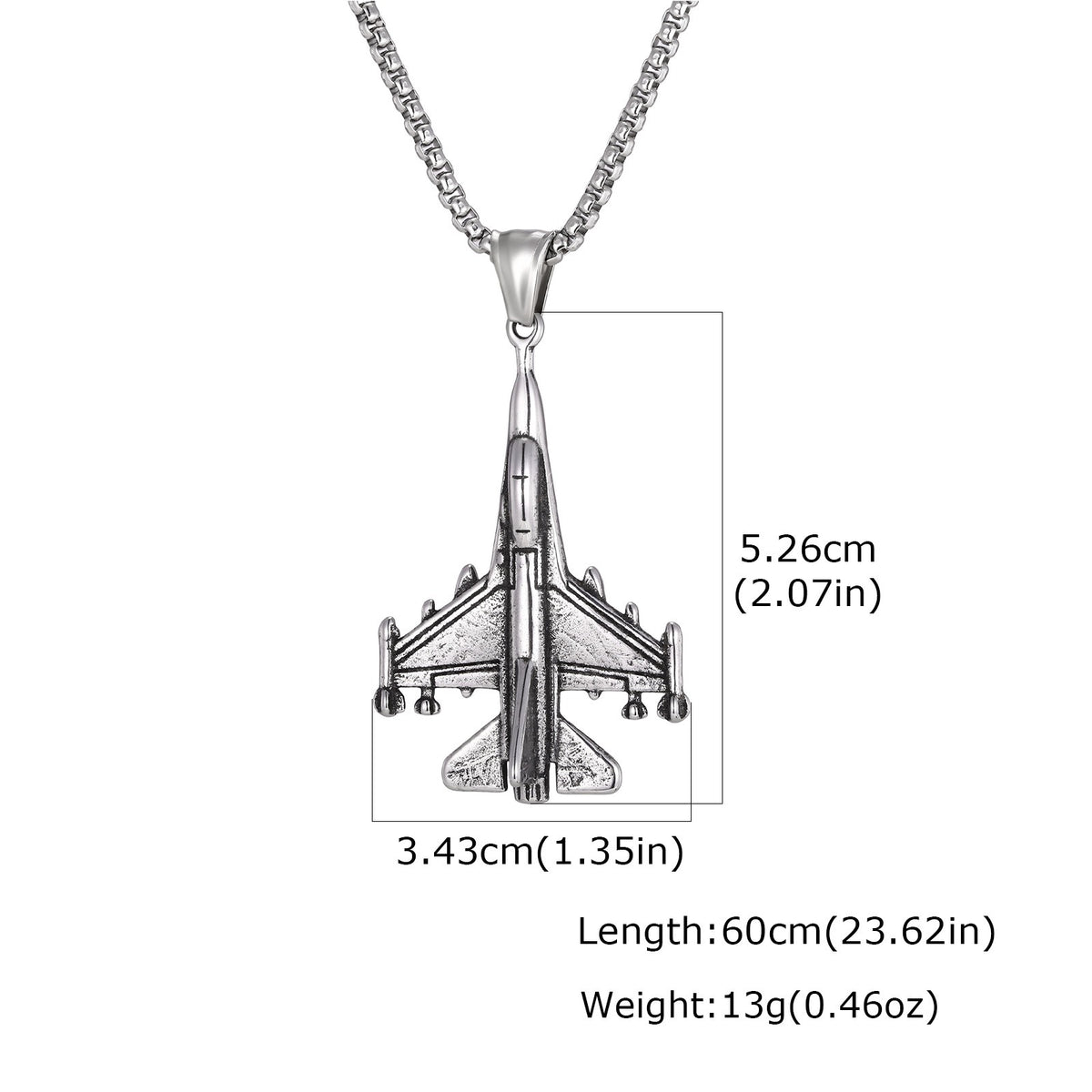 Kemstone Airplane Pendant Necklace for Men Stainless Steel Aviation Detail PN-1949