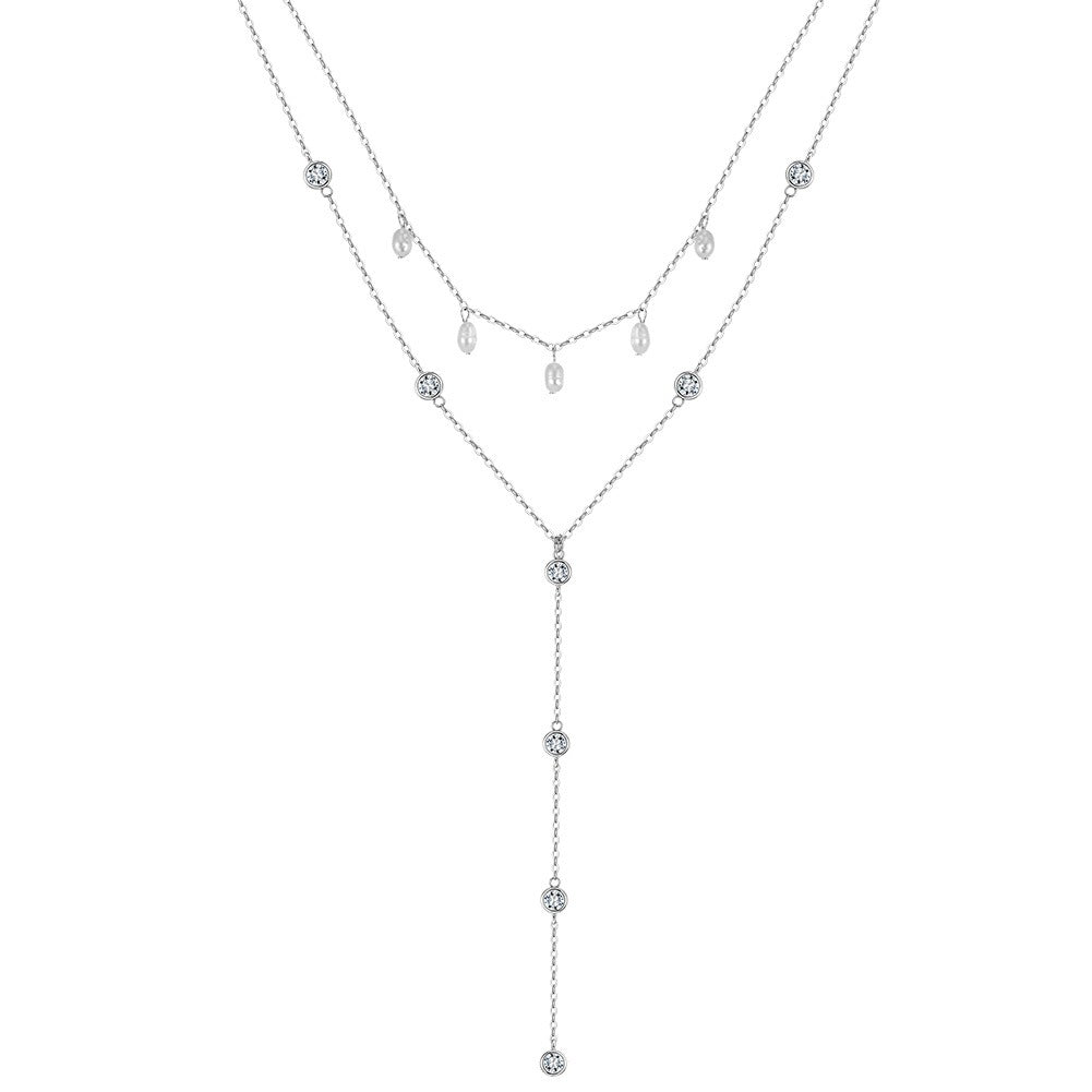 Product Title  Kemstone 925 Sterling Silver Layered Y Necklace for Women Pearl Tassel Drop BQN31