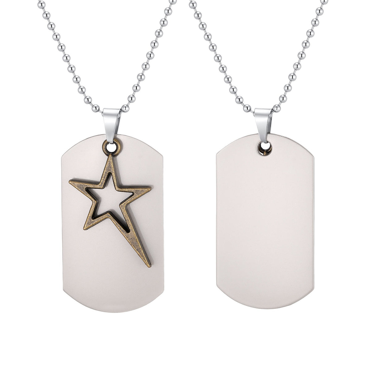 Kemstone Layered Star Pendant Necklace for Men Stainless Steel Open Star NC-3025