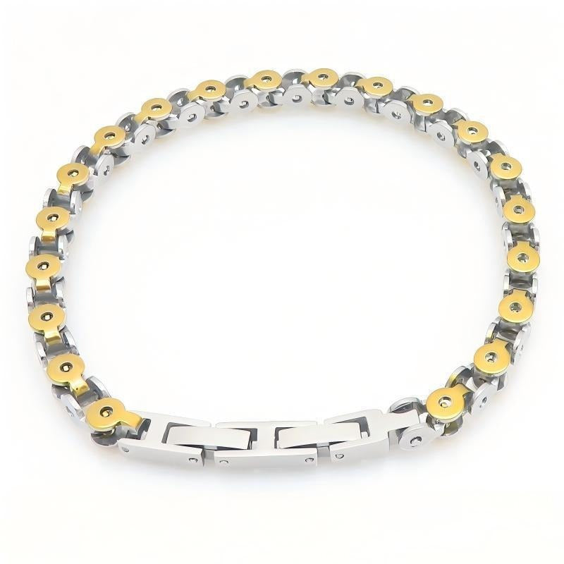 Kemstone Two Tone Link Bracelet for Men Titanium Steel Gold Accent KB215899-KFC